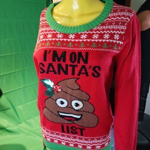 funnt christmas im on santa shit list wool sweater